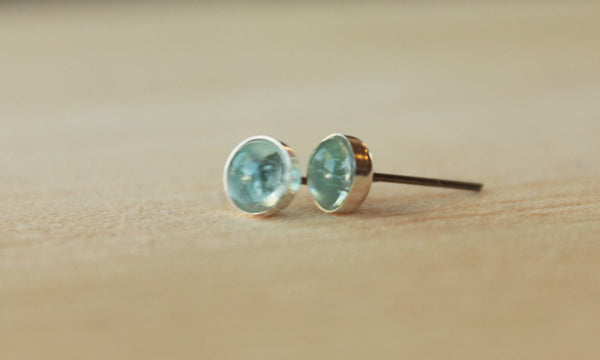 Sky Blue Topaz Bezel Gemstones, Large (Niobium or Titanium Post Earrings) - Pretty Sensitive Ears