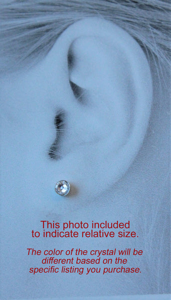 Peridot Crystal Bezels (Nickel Free Niobium or Titanium Stud Earrings) - Pretty Sensitive Ears