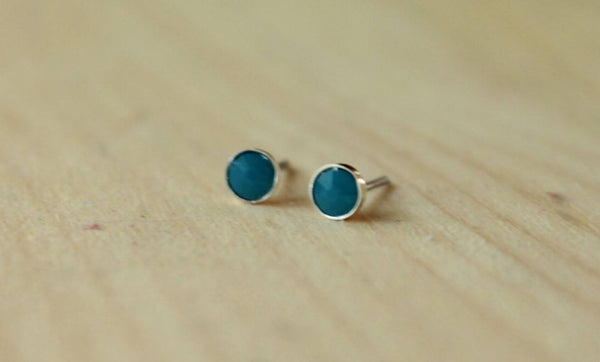 Caribbean Blue Opal Swarovski Crystal Bezel (Niobium or Titanium Post Earrings) - Pretty Sensitive Ears