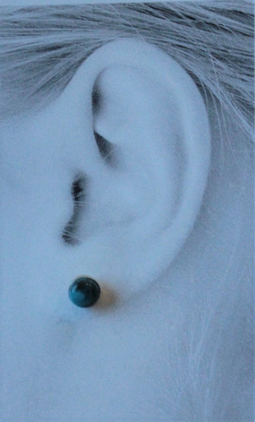 Turquoise Bezel Gemstone (Titanium or Niobium Studs for sensitive ears) - Pretty Sensitive Ears