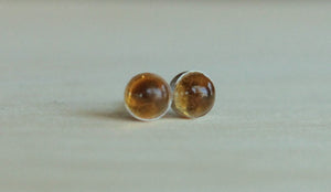 Citrine Bezel Gemstones, Med (Niobium or Titanium Post Earrings) - Pretty Sensitive Ears