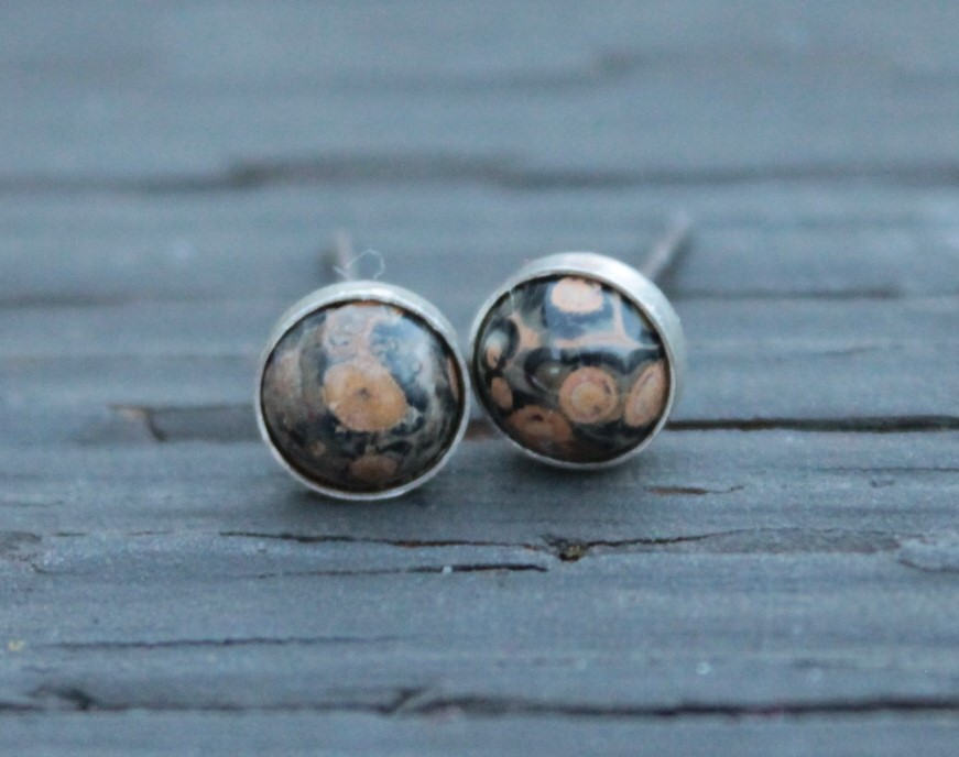 Grey Leopard Gem Earrings