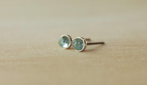 Sky Blue Topaz Bezel Gemstones, Small (Niobium or Titanium Post Earrings) - Pretty Sensitive Ears