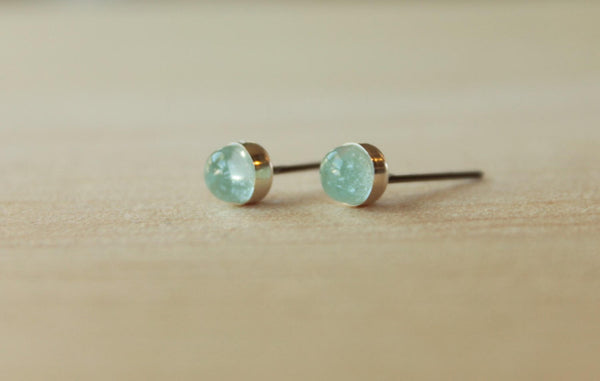 Sky Blue Topaz Bezel Gemstones, Med (Niobium or Titanium Post Earrings) - Pretty Sensitive Ears