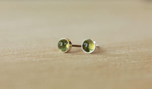 Peridot Bezel Gemstones, Small (Niobium or Titanium Post Earrings) - Pretty Sensitive Ears