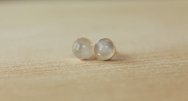 Rose Quartz Bezel Gemstones, Large (Niobium or Titanium Stud Earrings) - Pretty Sensitive Ears