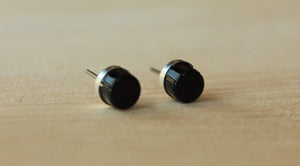 Black Onyx Cylinder Bezel Gemstones, Large (Niobium or Titanium Post Earrings) - Pretty Sensitive Ears
