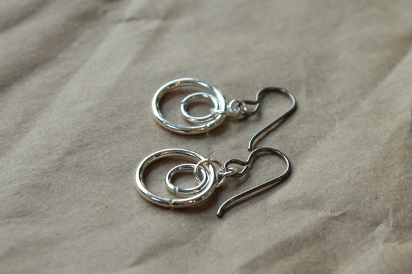Pure Titanium Earrings / Hypoallergenic Hoop Earrings / Allergy Free Earrings Hoops - Small Double Silver Plated Hoop Dangle