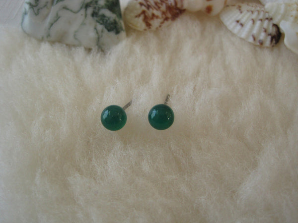 Green Onyx Gemstones, Large (Surgical Steel, Niobium, or Titanium Stud Earrings) - Pretty Sensitive Ears