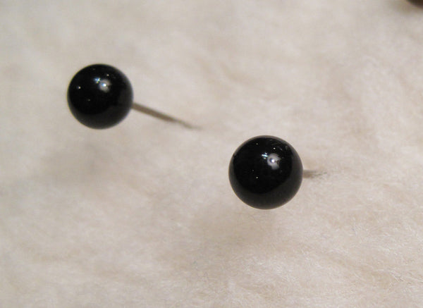 Black Onyx Gemstone, Large (Niobium, Titanium, Surgical Steel Stud Earrings) - Pretty Sensitive Ears