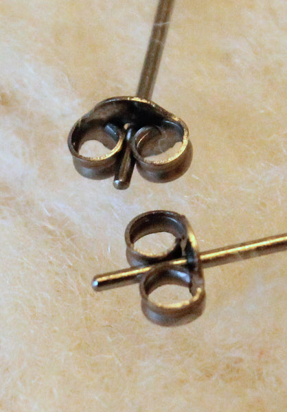 Malachite Bezel Gemstones, Med (Niobium or Titanium Post Earrings) - Pretty Sensitive Ears