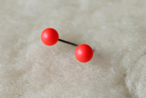 Neon Red Swarovski Pearls (Titanium / Niobium / Surgical Steel Post Earrings) - Pretty Sensitive Ears